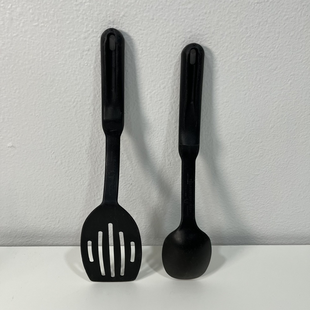 The Pampered Chef Slotted Spatula Black Nylon Spoon Utensil Set 13" USA - Picture 9 of 16